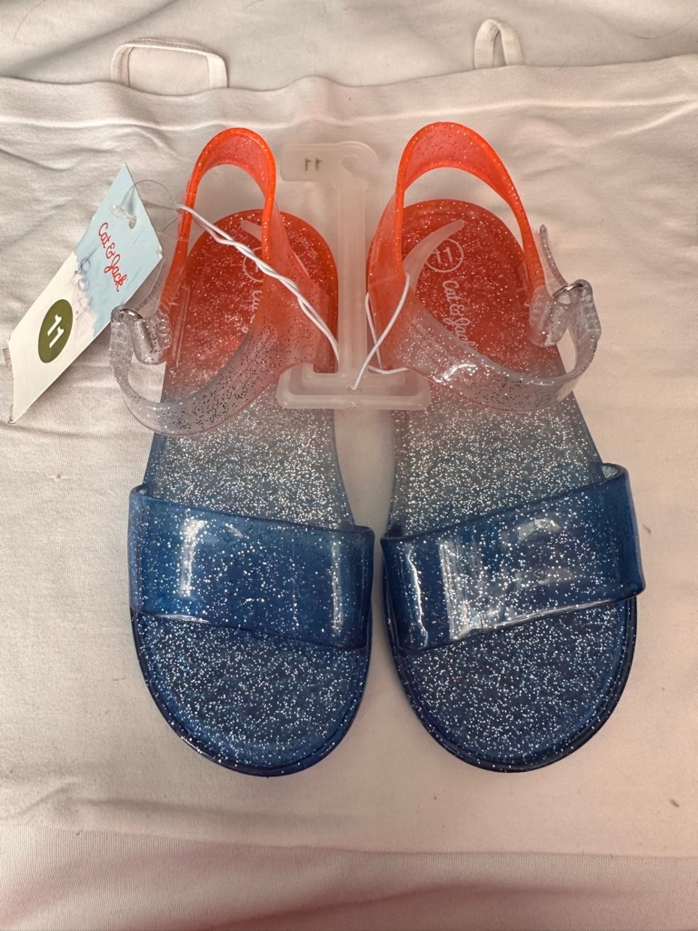 Cat & Jack Kids' Glitter Ombre Jelly Sandals - Blue, Orange, Silver